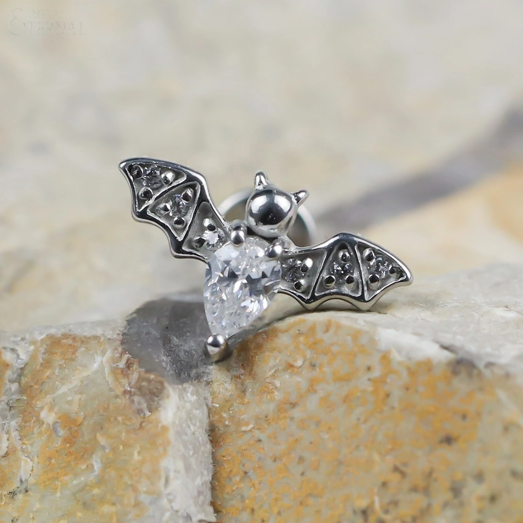 Eternal Metal Astm F136 Titanium Bat Shaped Tops Labret Piercing Jewelry 1