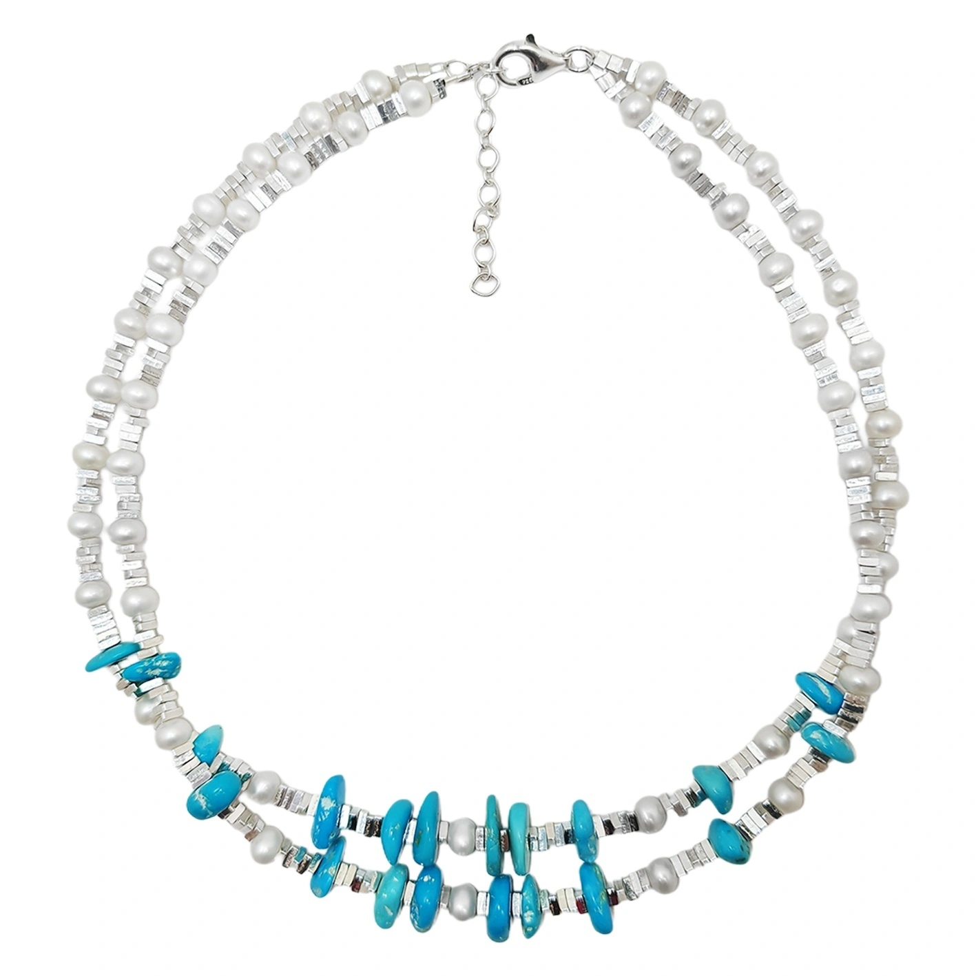 Necklace Gift Natural Turquoise Pearl With S925 Silver Fine Jewelry Fine Jewelry Gift Preferred Necklace Style 1