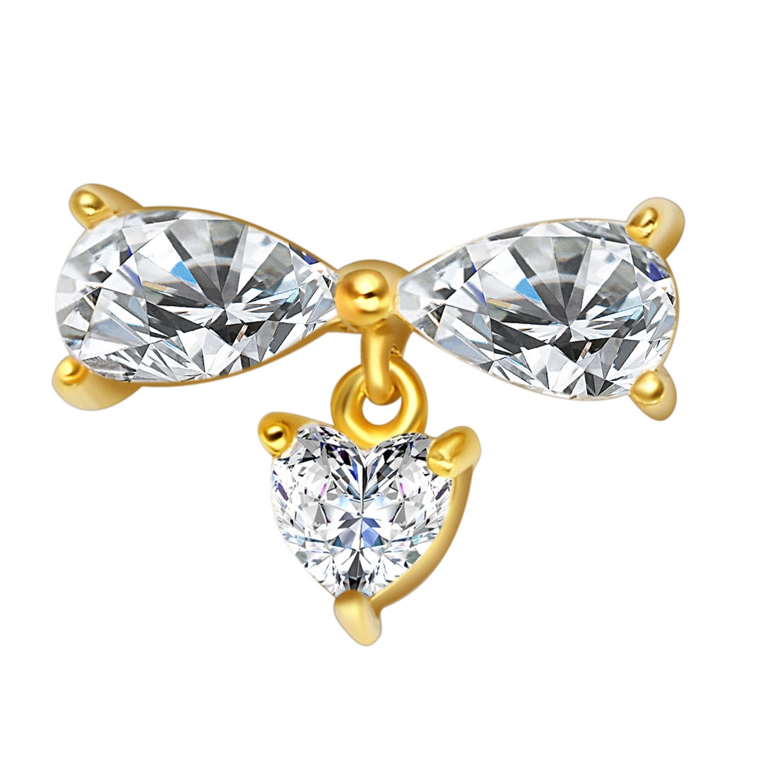 Eternal Metal 14k Solid Gold Bow Shaped Threadless End 14k Gold Piercing Jewelry 1