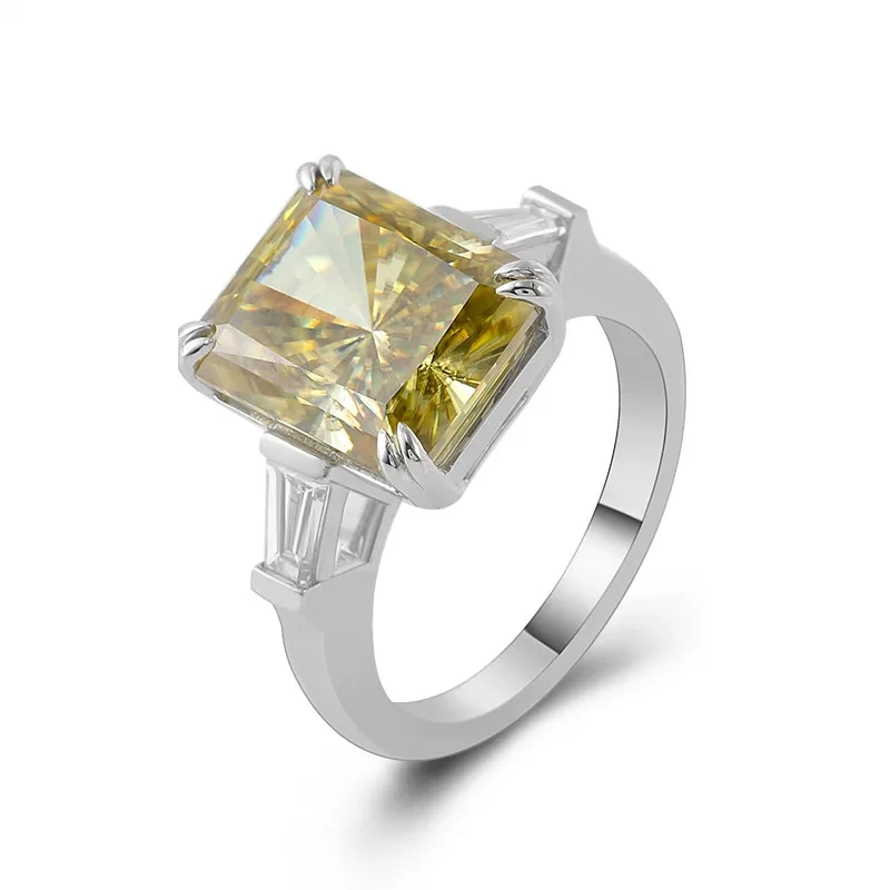 Primera joyería Luxury 7.5 quilates Anillo de diamante de diamantes de moissanite amarillo oscuro para hombres y mujeres, anillos de boda de platino PT950 1