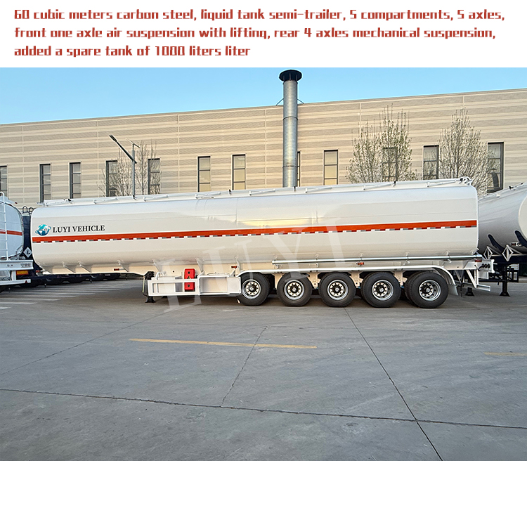 5-Axle 60cbm Carbon Steel Material Oil Tanker Truck 4