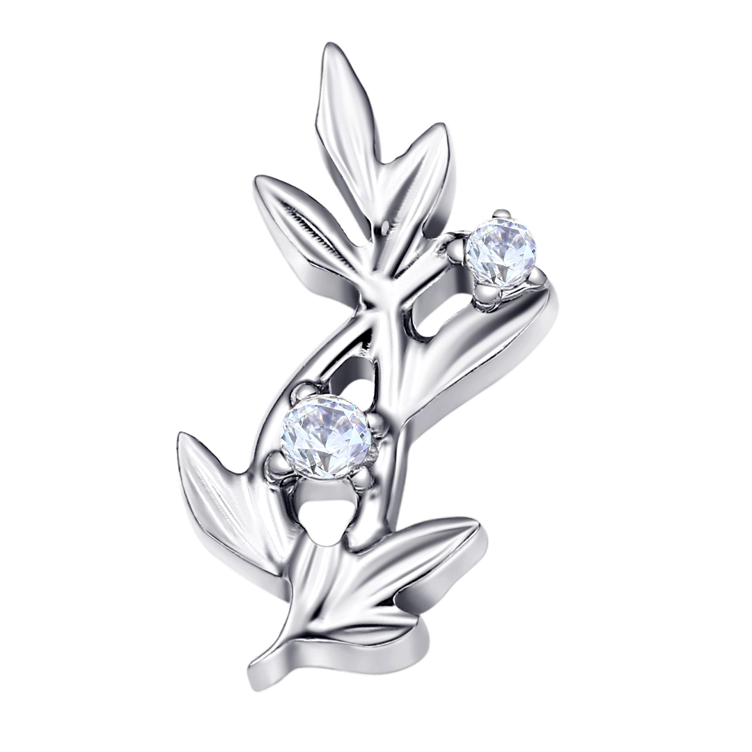 New Arrival Eternal Metal Astm F136 Titanium Threadless Top Prong Setting Clear Cz Leaf Earring Nose Piercing Jewelry 1