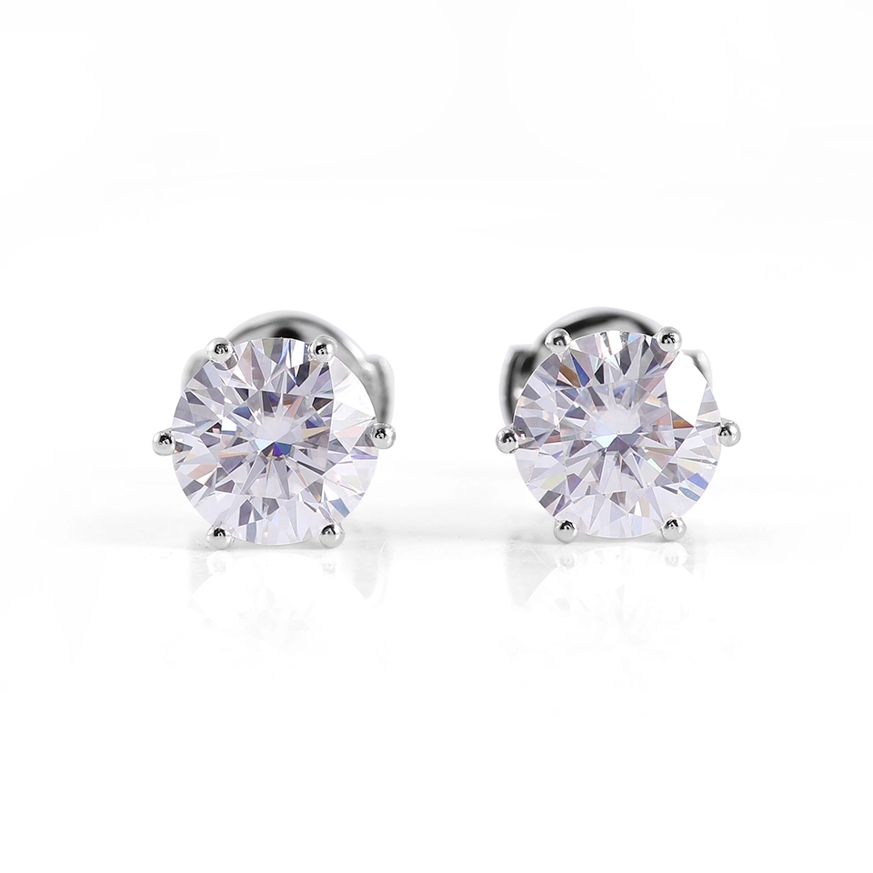 Six Prong Solitaire Earrings 5mm Round Brilliant Cut Moissanite Stud Earrings Push Back Style Earrings Birthday Gift For Wife 1