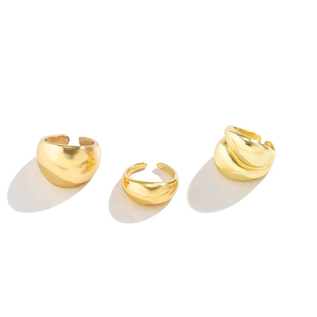 Wholesale Fashion Instagram Texture Smooth Ring Set Exaggerated Geometric Open Ring Women's Jewelry 1