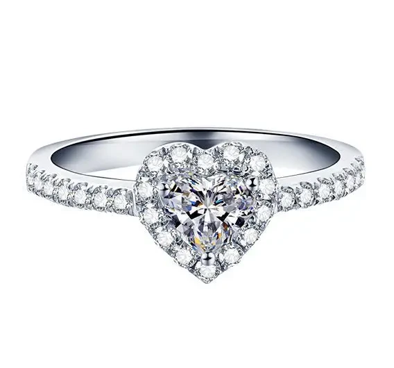 Bague de luxe en or blanc et moissanite 1 carat, 3 grammes, prix bas 1