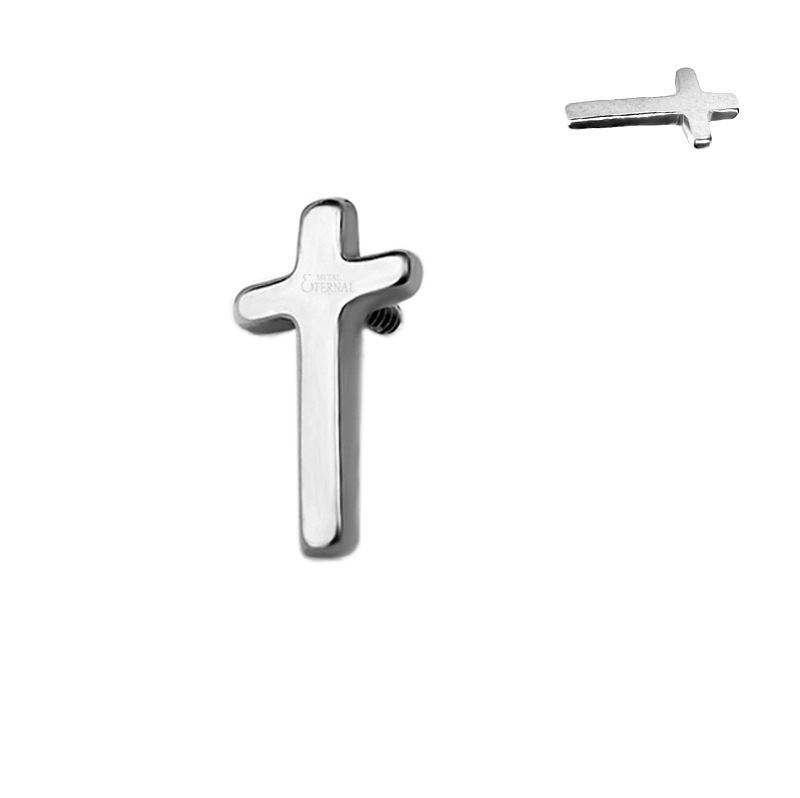 Eternal Metal Astm F136 Titanium Smooth Cross Ends Internally Threaded Labret Piercing 1