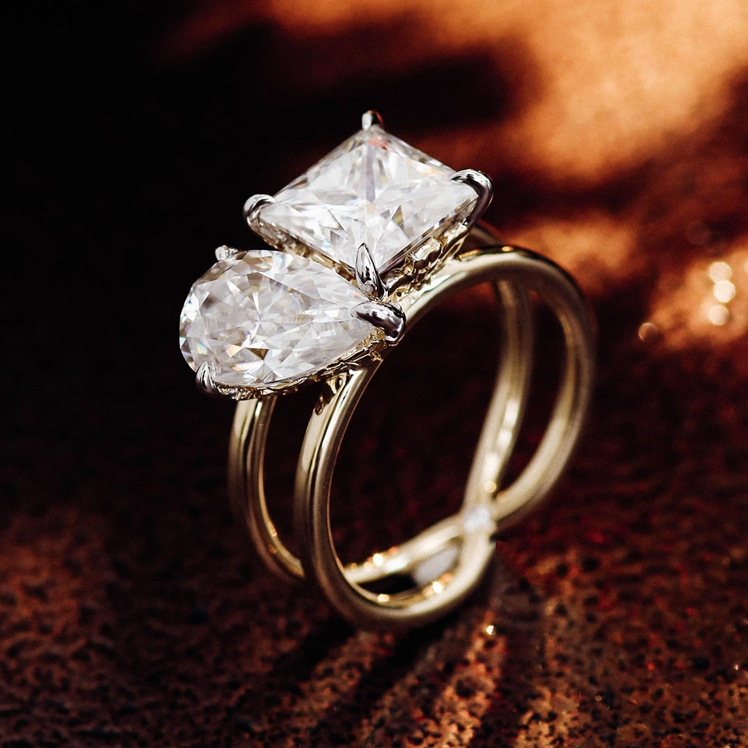 Provence Fine Jewelry Engagement Wedding Rings 18k 14k 10k Solid Gold Princess/ Pear Cut Moissanite Diamond Rings For Women Men 1