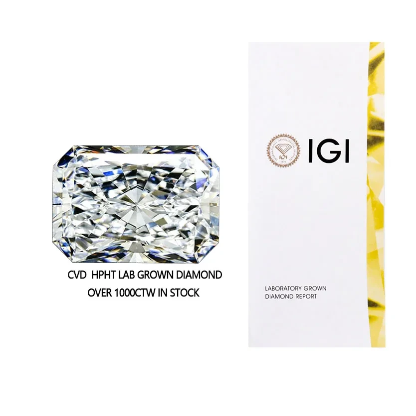 Provence Gem Ex Igi Certificate 1ct To 5ct D/vvs2 Lab Grown Diamond Radiant Cut Cvd Hpht Loose Diamond 1