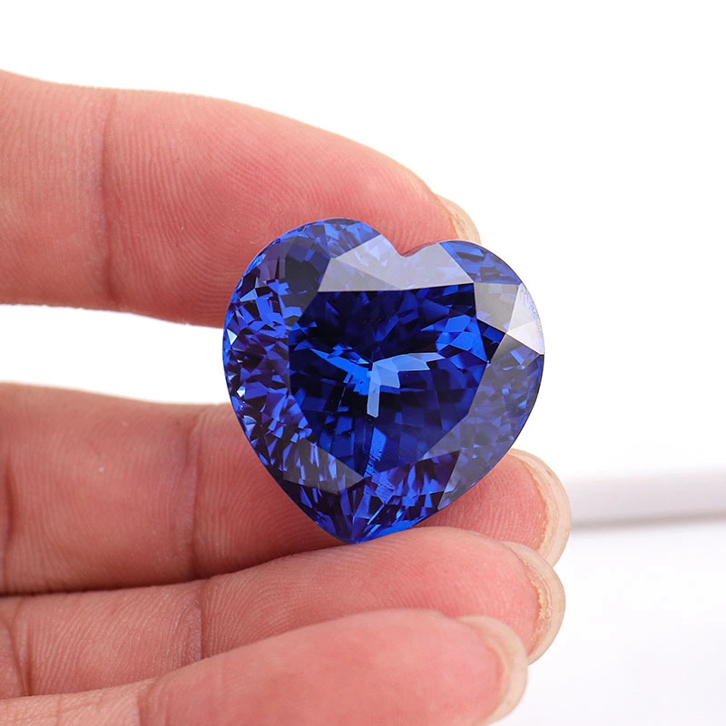 Enorme tamaño personalizado 24x24 mm Royal Lab de corazón Grown Heart Stone Sapphire Stone para anillo de compromiso de oro 1