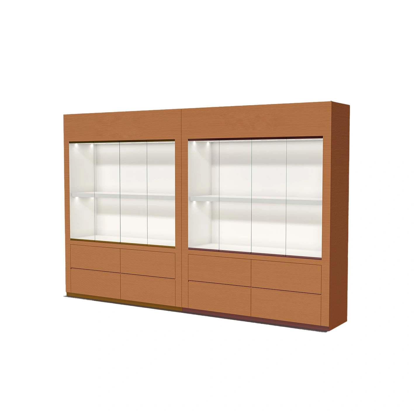 Custom High-grade Wood Grain Jewelry Showcase Back Cabinet Display Case 1
