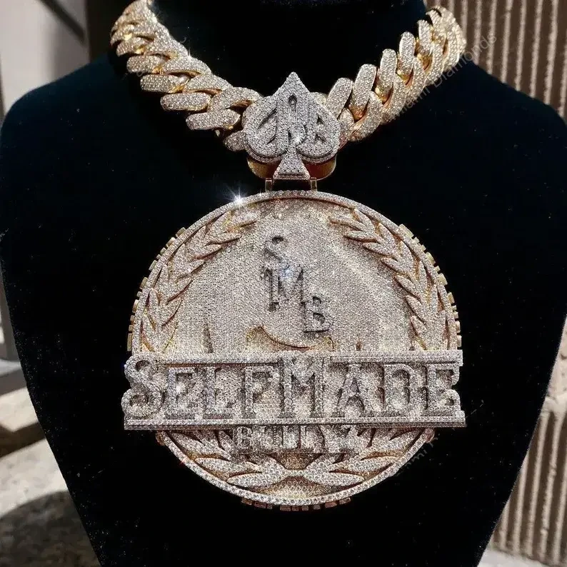 3inches Fashion Name Plate Necklace Custom Jewelry 925 Sterling Silver With Moissanite Diamond Necklace Jewelry Iced Out Pendant 1