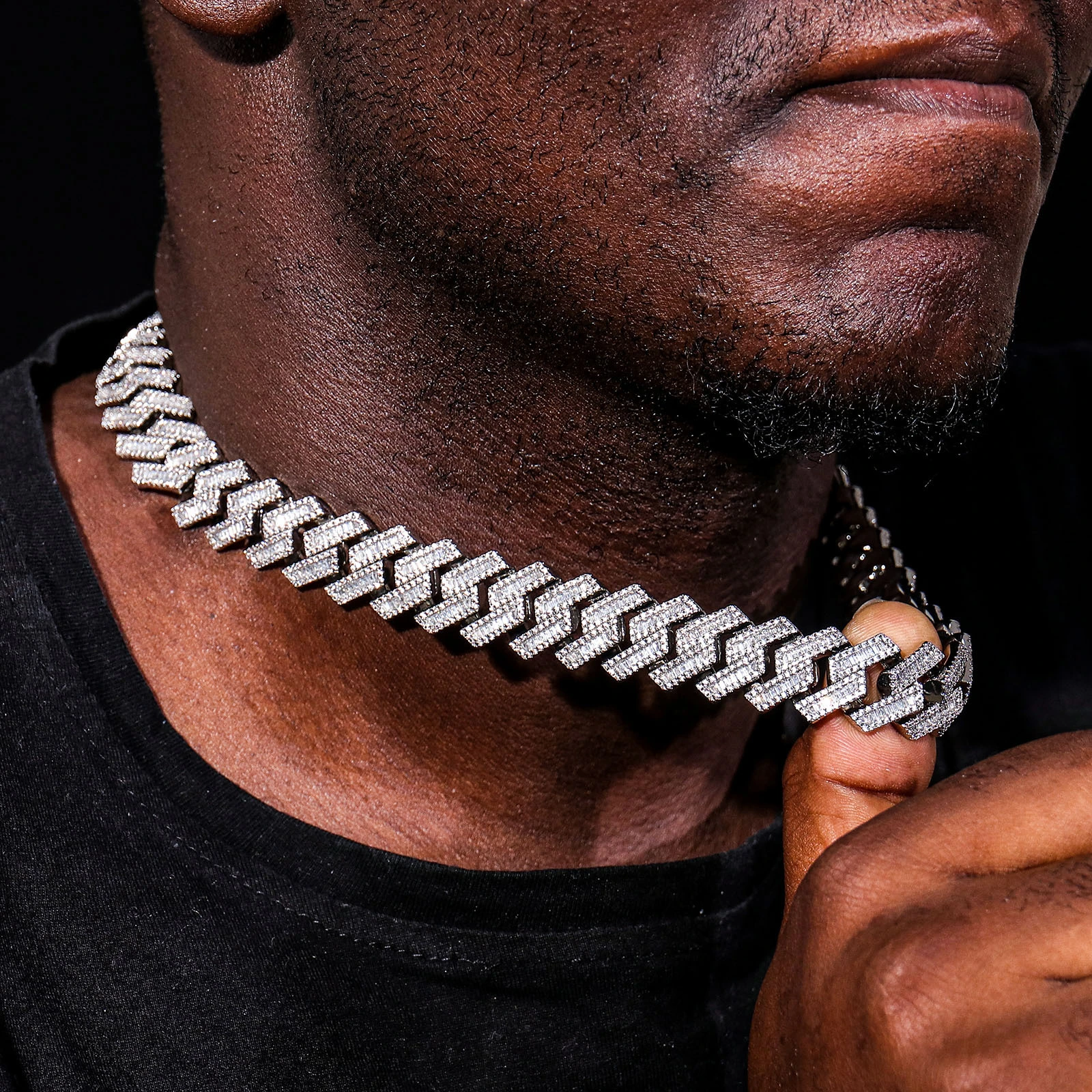 Men Hip Hop Jewelry Cuban Chain Necklace Gold Plated Iced Out Diamond Moissanite Miami Cuban Link Chain Necklace 1