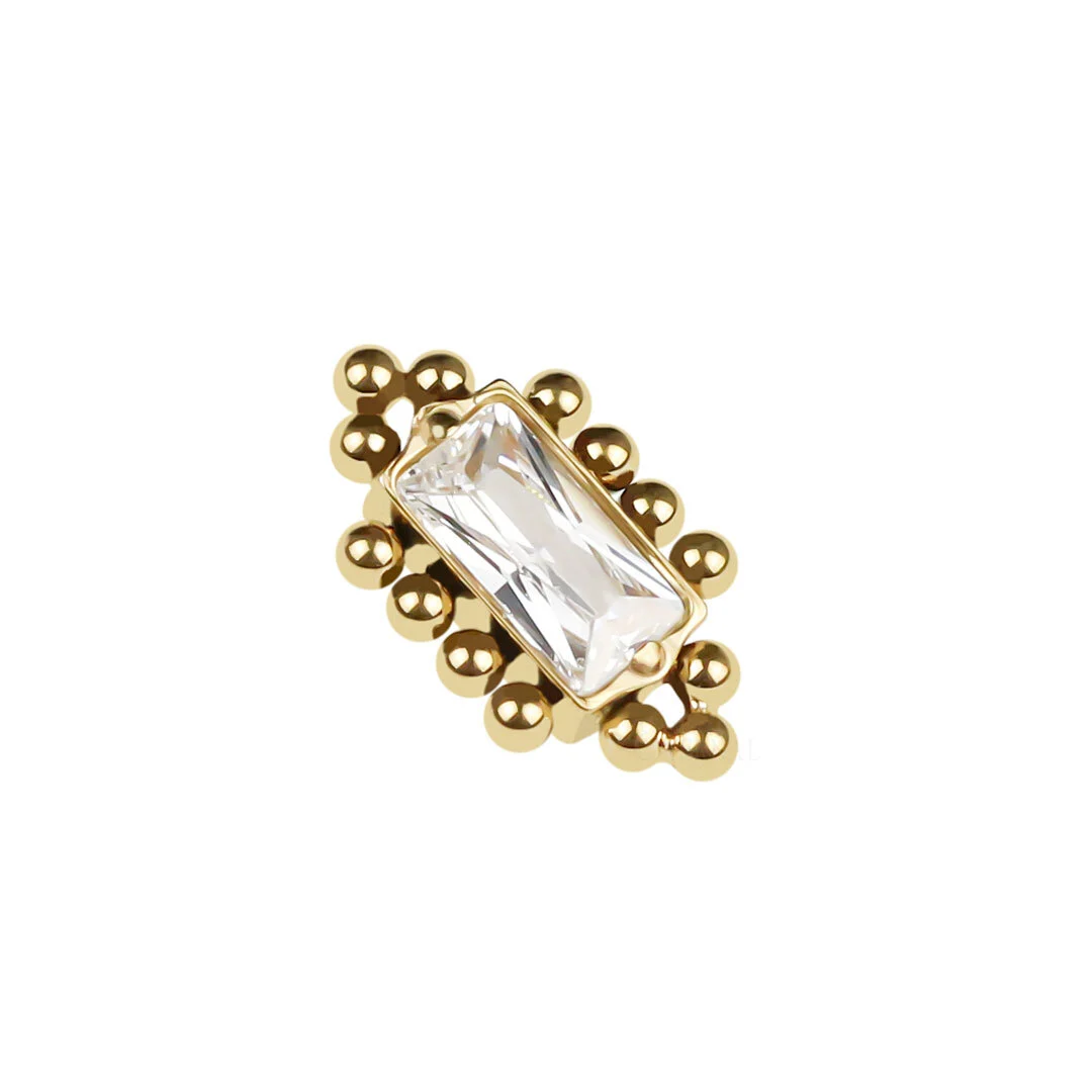 Eternal Metal Astm F136 Titanium Rectangle Shape Cz And Balls Threaded Ends Piercing Jewelry 1