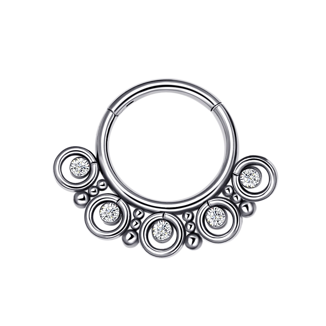 Eternal Metal G23 Titanium Body Piercing Nose Ring Hinged Clicker Ring With Cz Wholesale Body Piercings Titanio Piercing 1