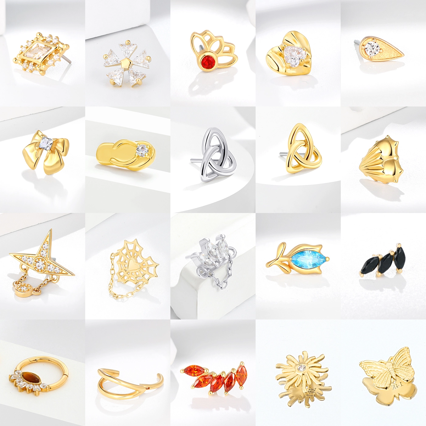 Eternal Metal 14k Solid Gold Threadless Tops Threaded Ends Ear Piercing Body Jewelry 1