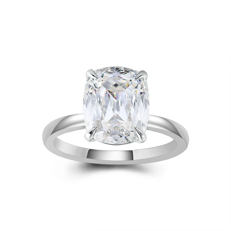 Bague de fiançailles en or blanc 18 carats avec diamants taille coussin allongés de 3 carats et certificat IGI 1