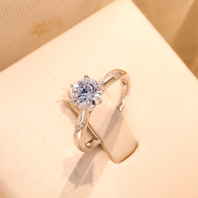 Mode 2022 Silver Women Diamond Ring 1CT D-VVS1 Rond Brilliant Cut Moissanite Gold plaqué en argent sterling 1