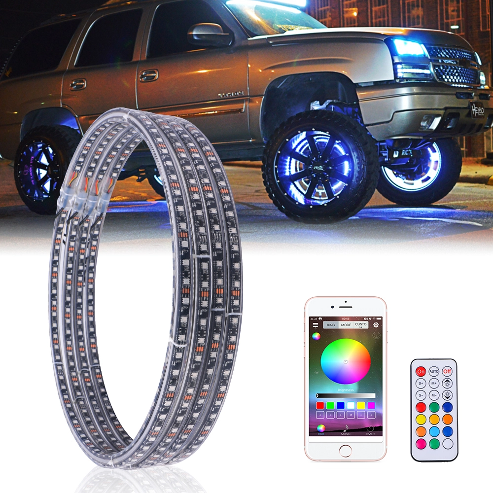 RGB Chasing Led Wheel Ring Lighting Kit Quad Row Wheel Lights 1