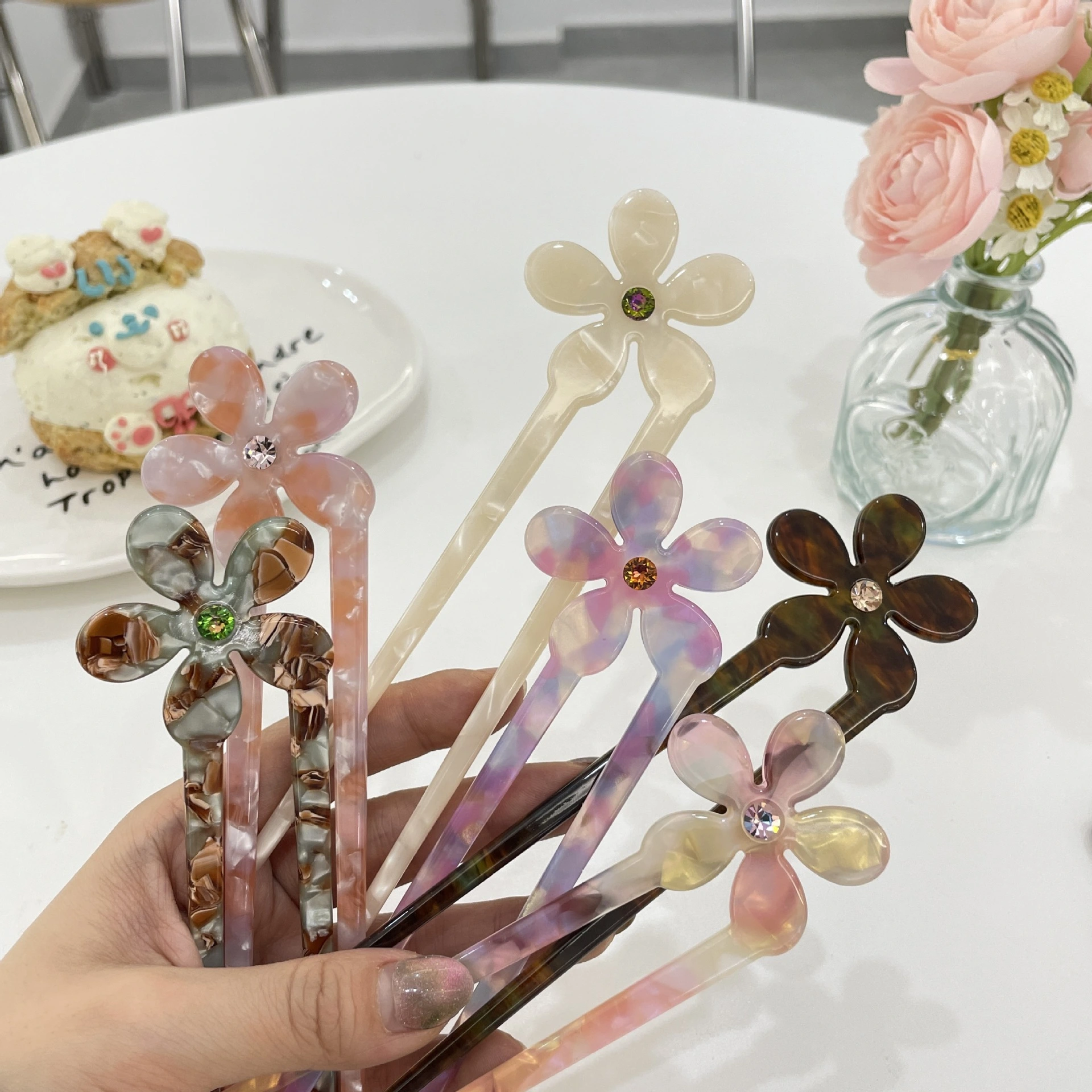 Dowell New Arrival Dot Drill Flower Sweet Maiden Acetat-Haarnadel im alten Stil 1