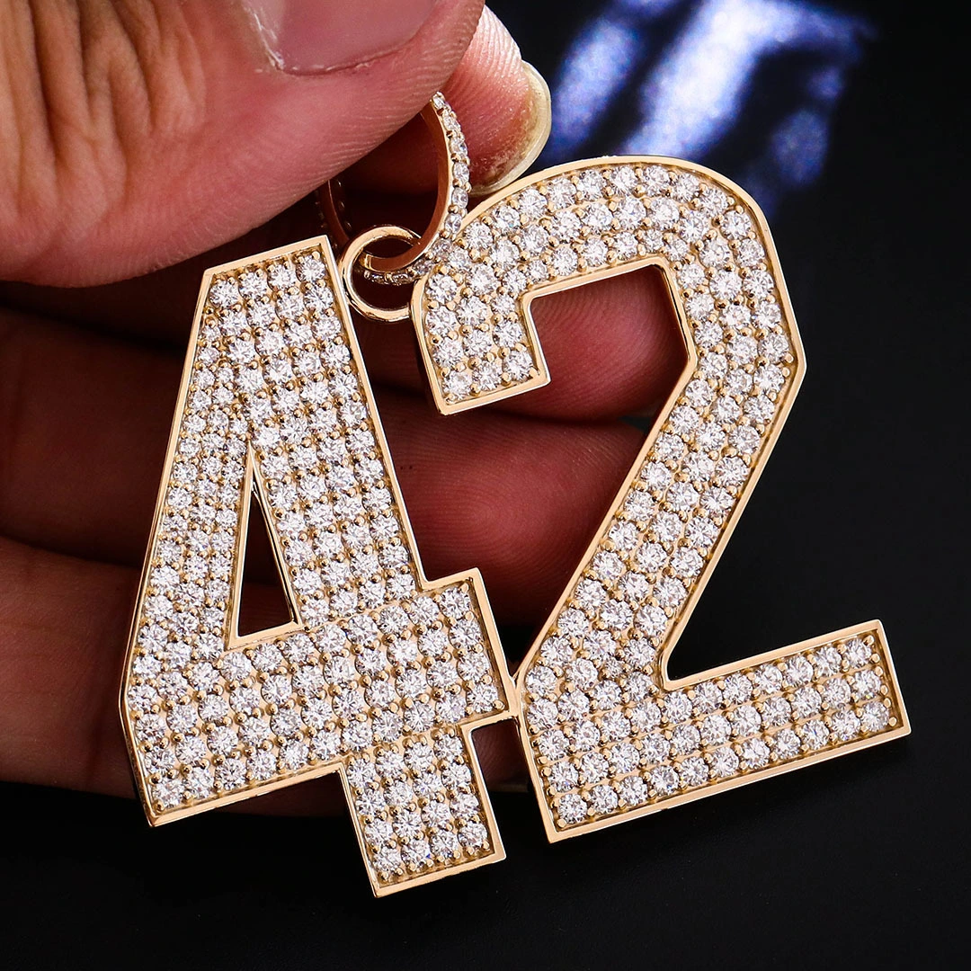 Diamond Number Custom Pendant Moissanite Diamond Hip Hop Diamond Initial Pendant For Men Birthday Gift 1