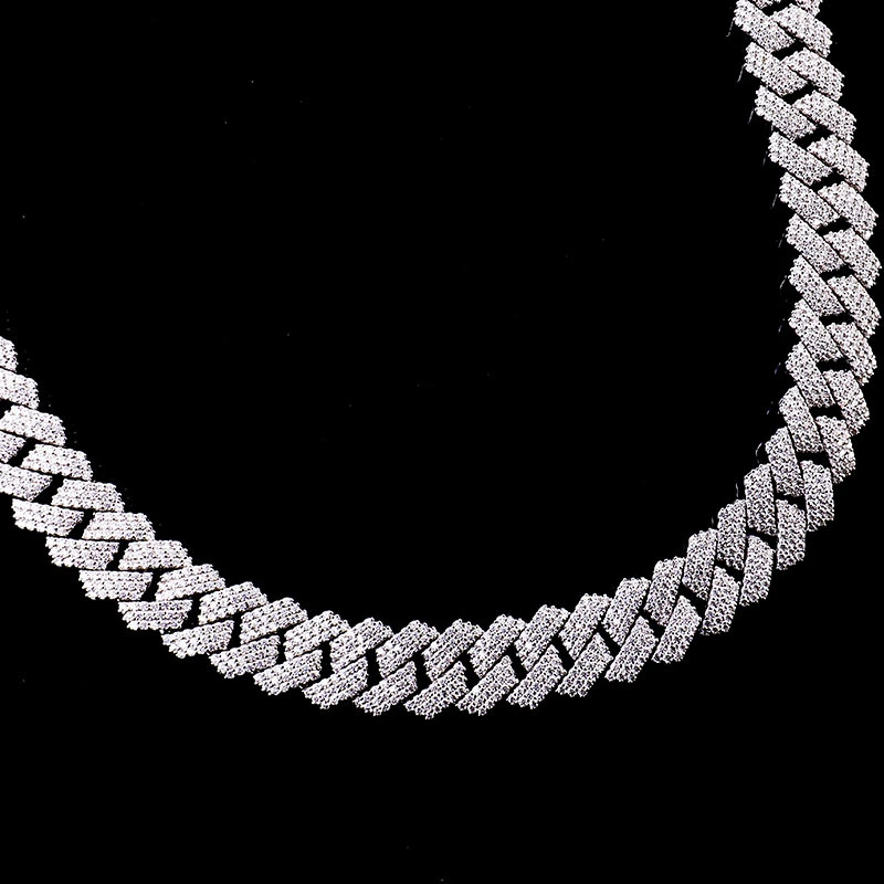 2025 Hot Selling Moissanite Jewelry 925 Sterling Silver White Gold Plated Def Vvs Moissanite 8mm Hip Hop Cuban Chain Necklace 1