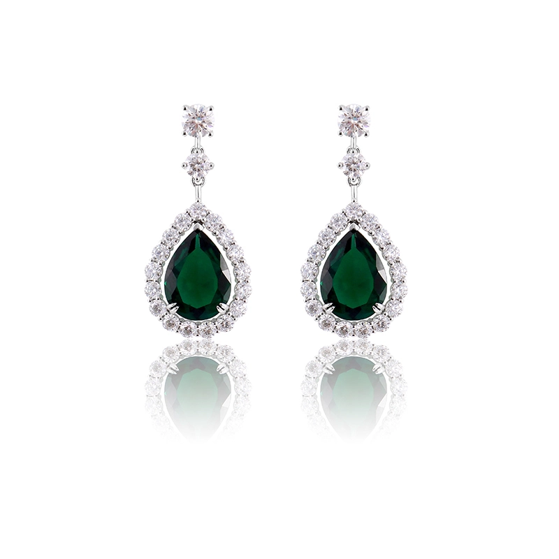 Attrayant 13x18 mm Big Emerald Pear Boucles d'oreilles en verrouillage en diamant émeraude 1