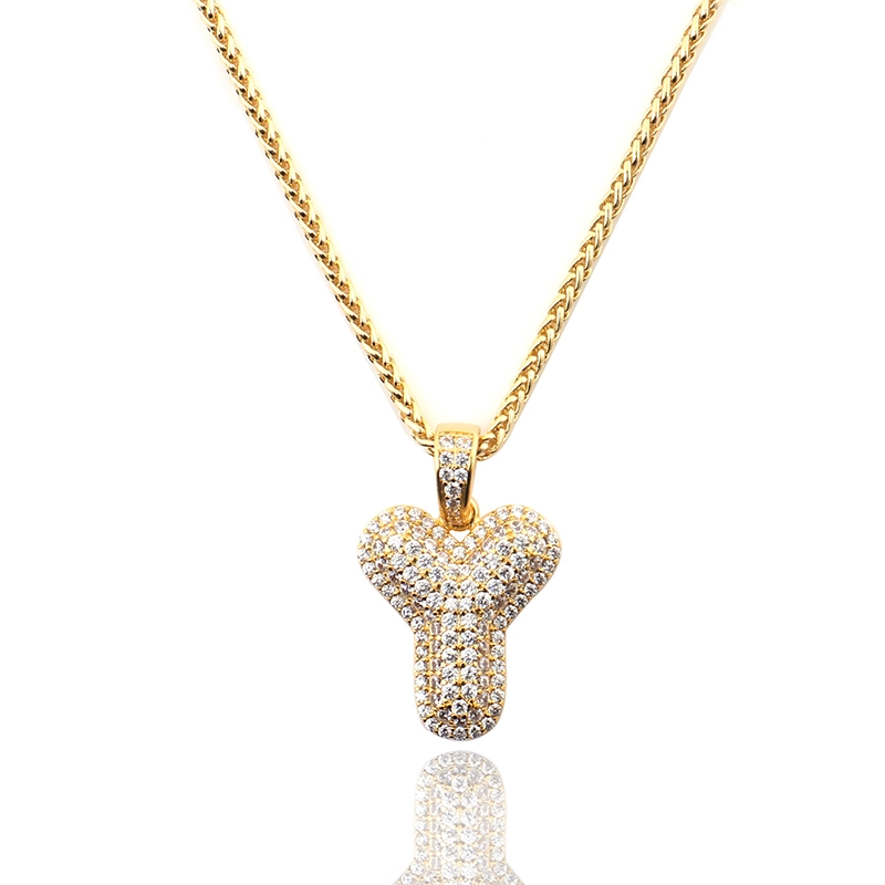 Schillernder anfänglicher Anhänger mit Moissanitstein 10k Gelbgold Männer Jewlery Provence Moissanit HipHop Schmuck 1