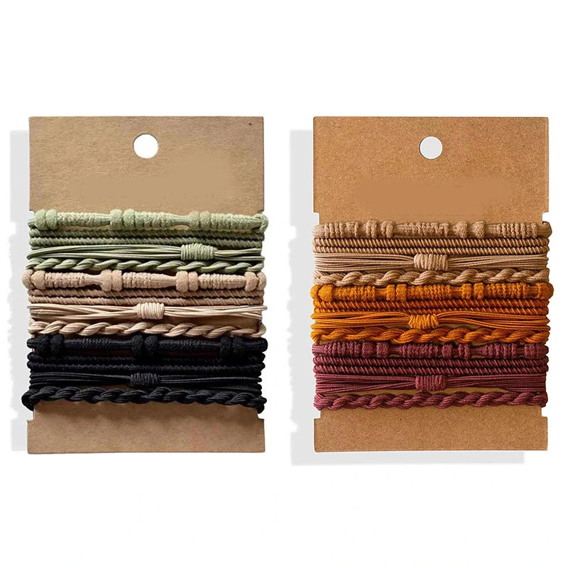 Conjunto de pulseiras de laços de cabelo trançado boêmio feminino para acessórios de cabelo elegantes 1