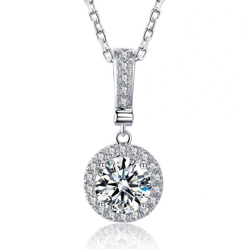 Personnalisez le collier pendentif en or blanc Pure White Moisanite diamant 14K 1