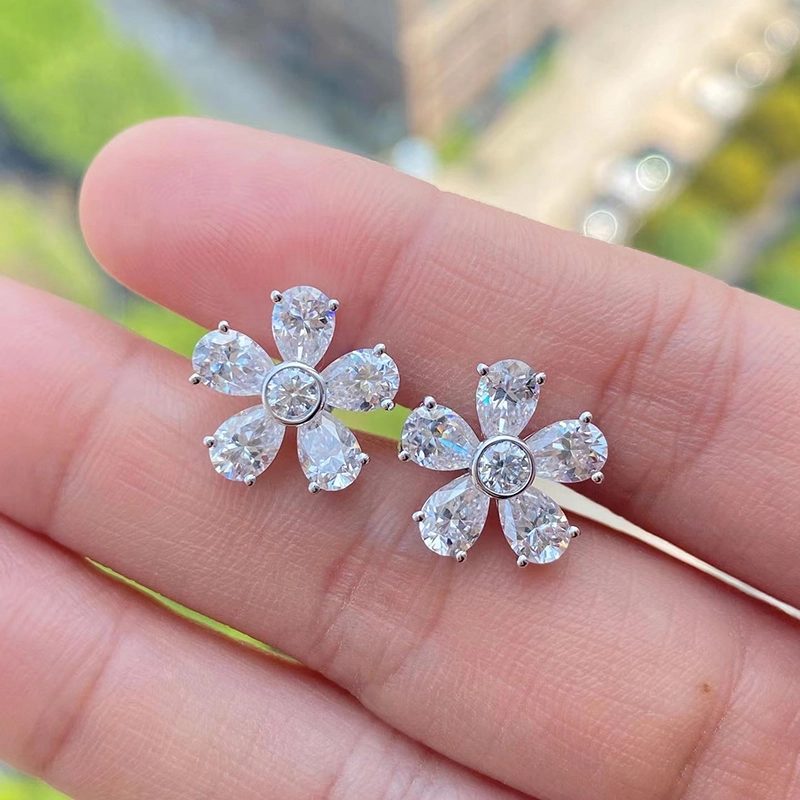 5.3ctw moissanite defentos de oro blanco 10k estilo de pera de estilo de pera pendientes de diamantes para mujeres 1