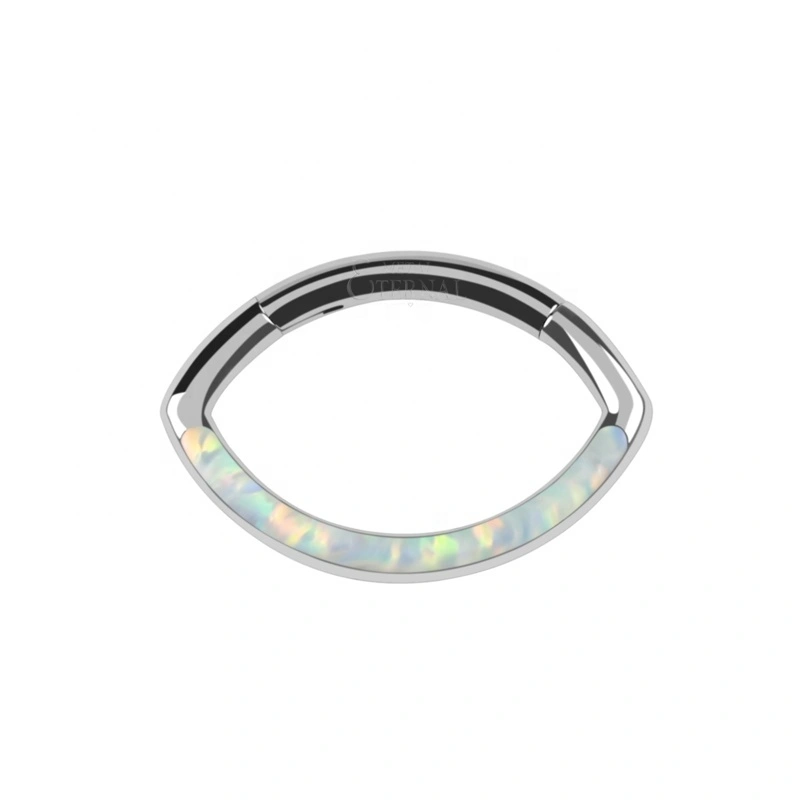 Eternal Metal Astm F136 Titanium Eyebrow Shape Cnc Setting Synthetic Opal Hinged Segment Ring Piercing Jewelry 1