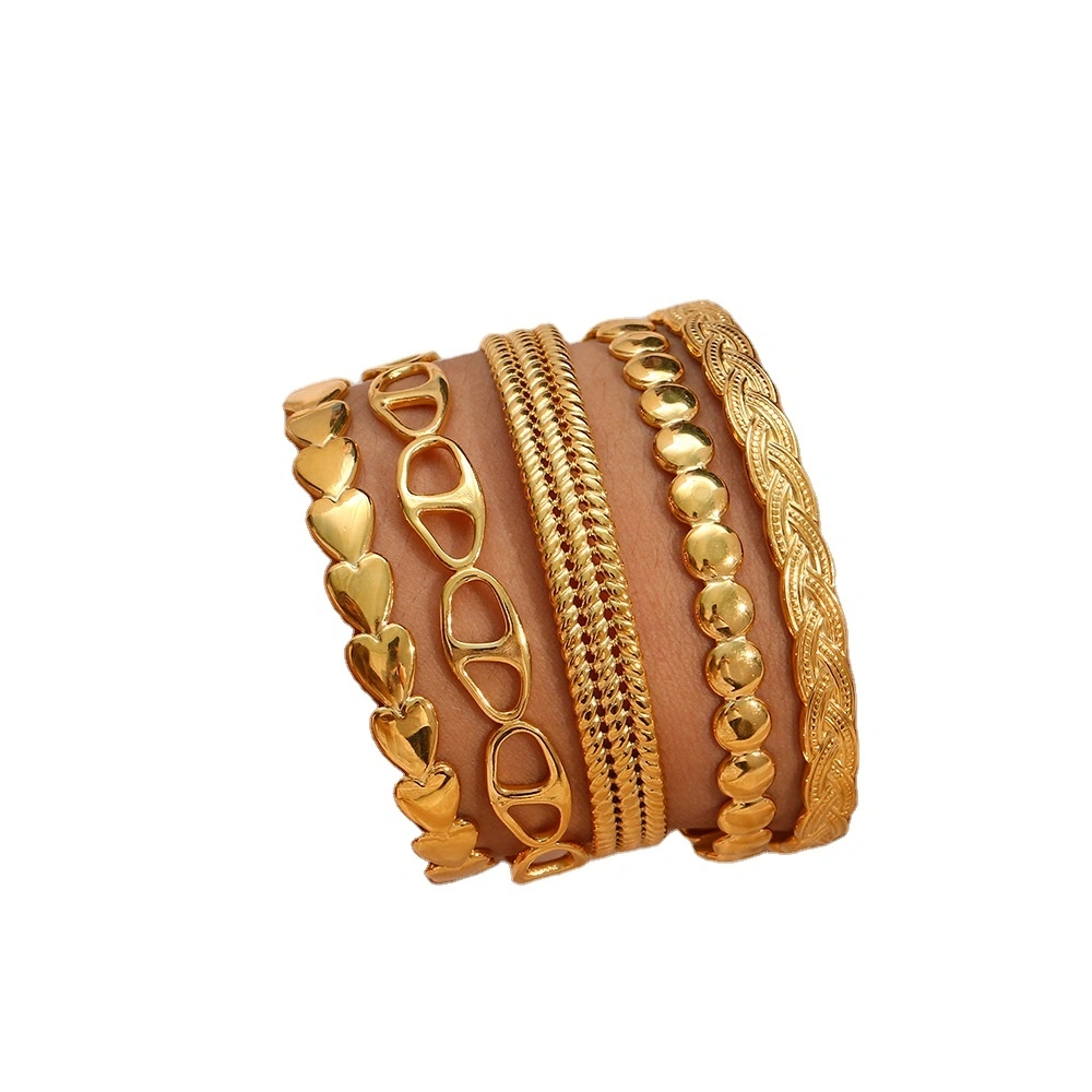 Wholesale Fashion Simple Bracelet Stainless Steel Opening Women's Fried Dough Twists Woven Bracelet 1