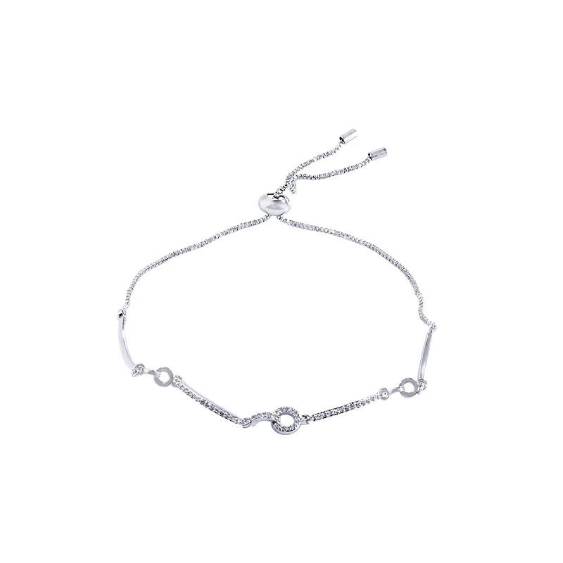 Wholesale Fashion High-end Design Versatile Silver Zircon Flower Bracelet Women's Gift 1