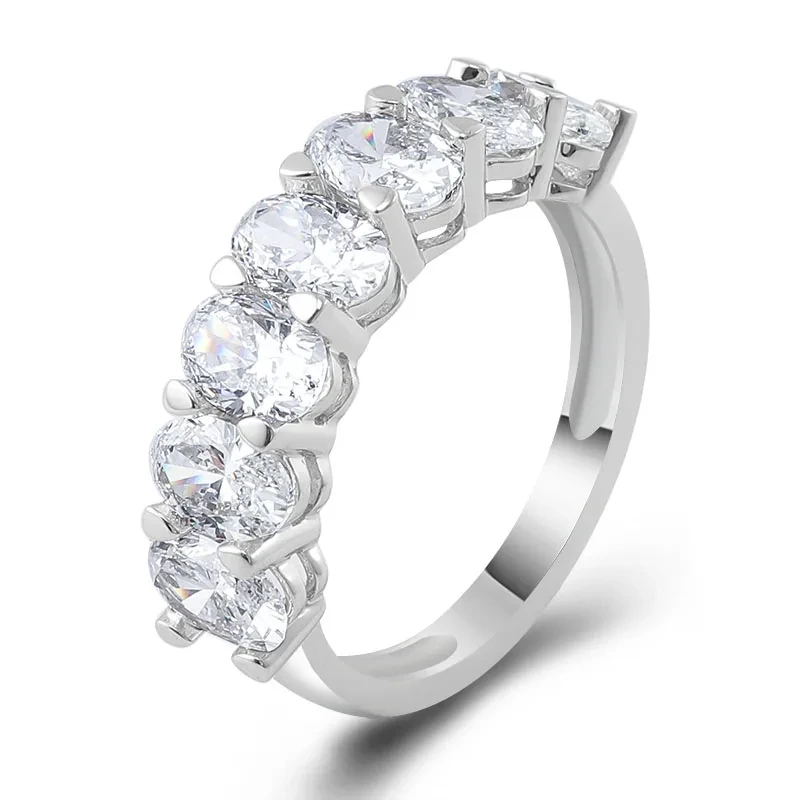 Custom Fine Jewelry 14k Gold Oval Cut 3*5mm Vvs Diamond Wedding Woman Engagement For Women Diamond Eternity Ring 1