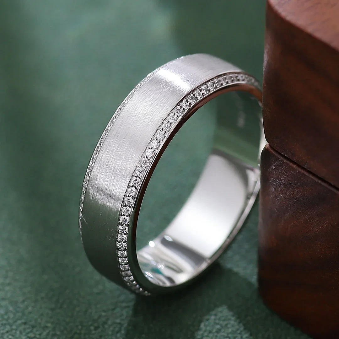 Men Ring 14K Or blanc Gold 4 mm 5 mm 6 mm 7 mm largeur LAGE LAB LABLE BANDE DE MARIAGE DE MEAL 1
