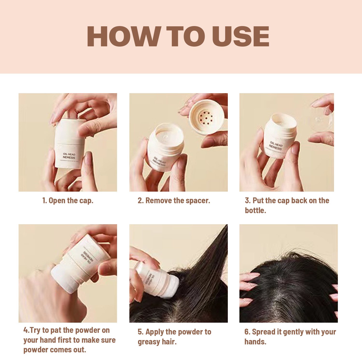 Label Pribadi 2-in-1 Bubuk Tekstur Rambut Untuk Kontrol Minyak, Volume & Cover Up Root 5