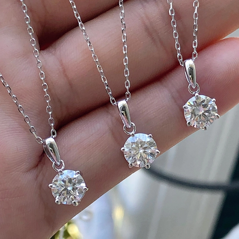 Collier en argent à la mode 1ct Diamond Def Excellent Collier de pendentif de Moissanite pour le marché Asie 1