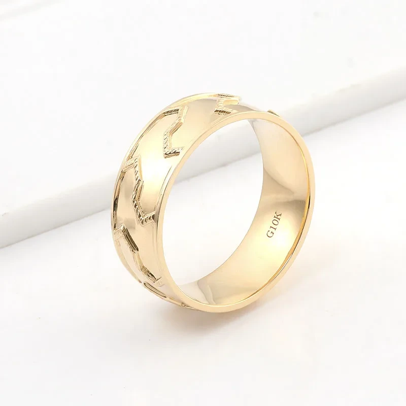 Provence Schmuck Mode Hip heißer 10k fester goldener Ring ohne Diamant 5mm Breite Goldring Designs für Jungen 1