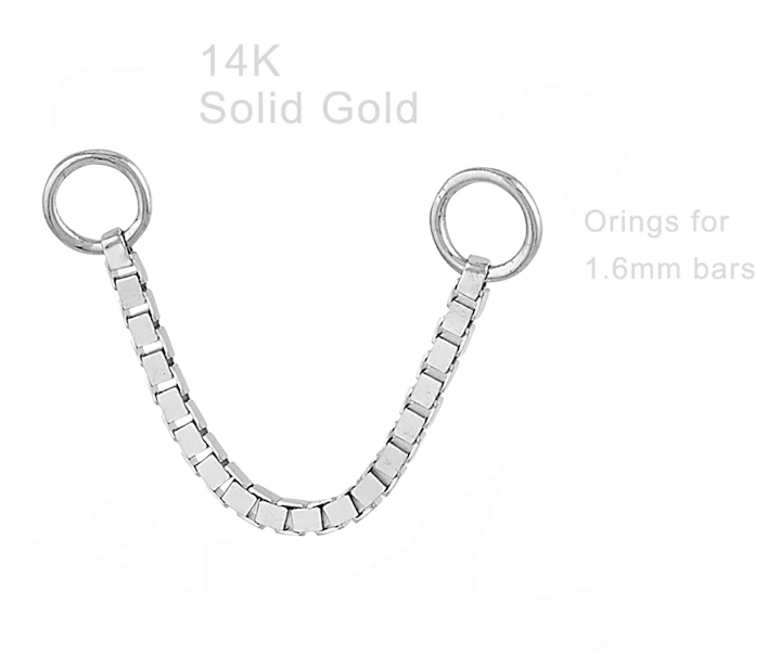 Eternal Metal 14k Solid White Gold Box Piercing Chain Jewelry 1