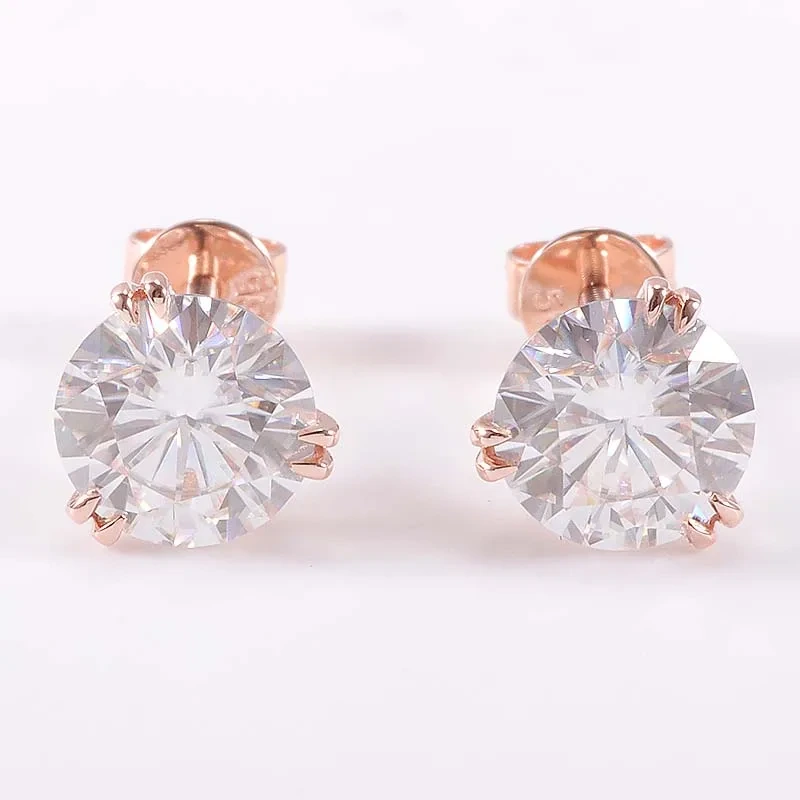 Boucles d'oreilles élégantes de 10 km en or rose avec 1,5ects Moisanite Diamond 2pcs 1