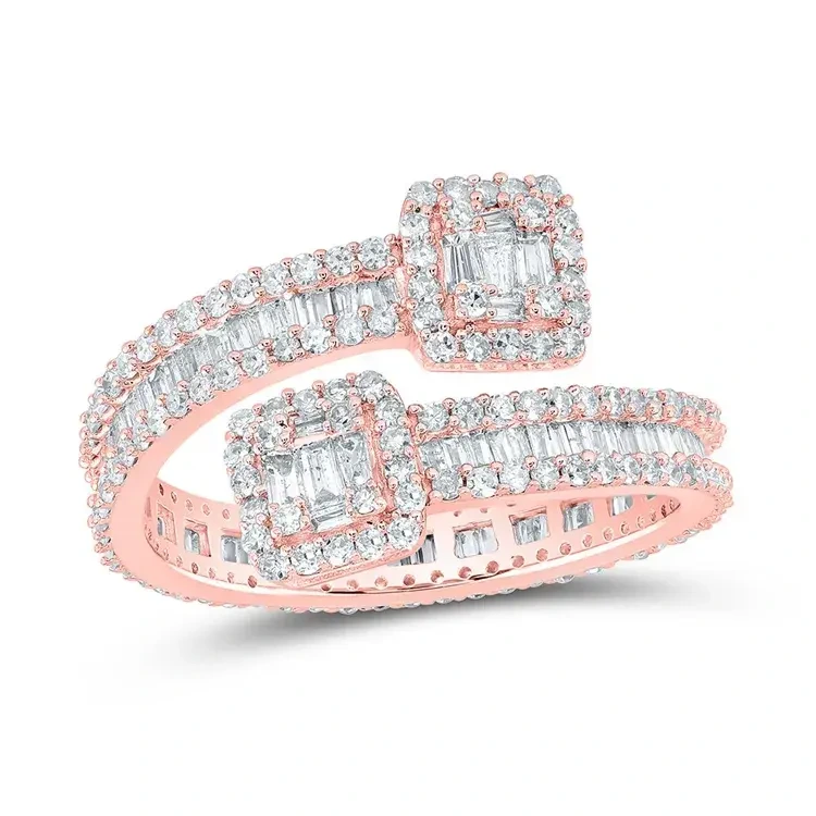 New Iced Out Men Baguette Cut Round Moissanite Diamond Silver Fashion Style Hip Hop Classic Cross For Men Ring 1