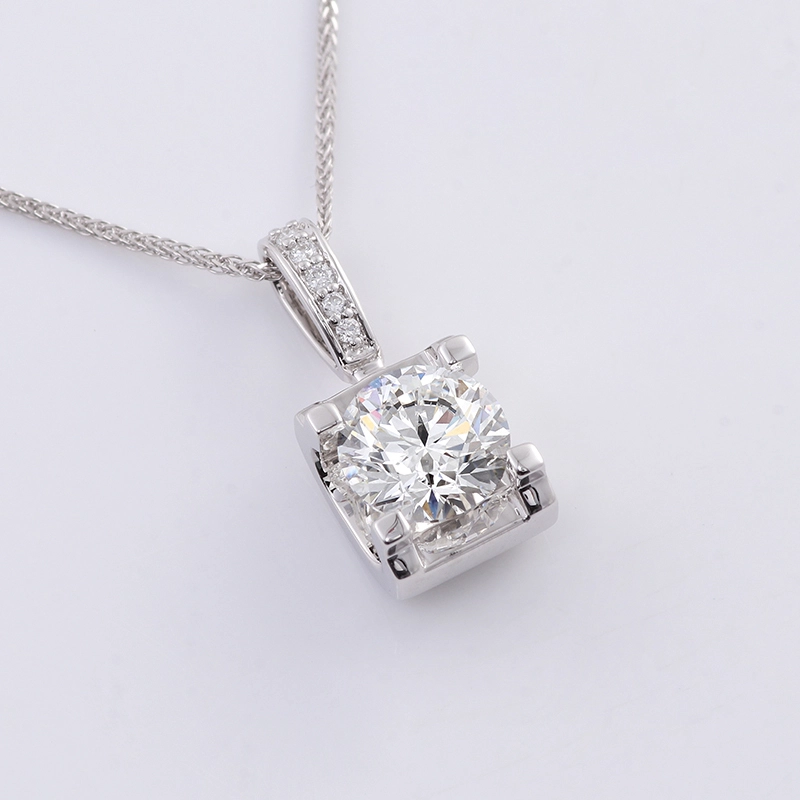 Klassische 4-Abgeordnete Diamant Kuhkopfstil Anhänger Halskette 1CT E-VS Labor Züchtung Diamantschmuck 18k Gold HPHT Labor Diamond Schmuck 1
