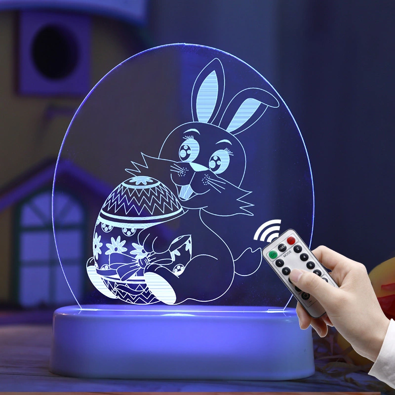 RGB Remote Control 3D Acrylic Lamp GL-F3R With Illusion Led Oval Base For Kids Gift Room Decorative 1