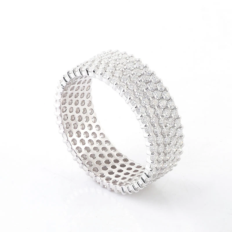 Diamond 5rows Wedding Men Band In S925 White Gold Moissanite Silver Jewelry Eternity Band 1