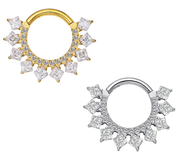 Eternal Metal Astm F136 Titanium Delicate Unique Hinged Segment Clicker With Zircon Multiple Color Piercing Jewelry2 1