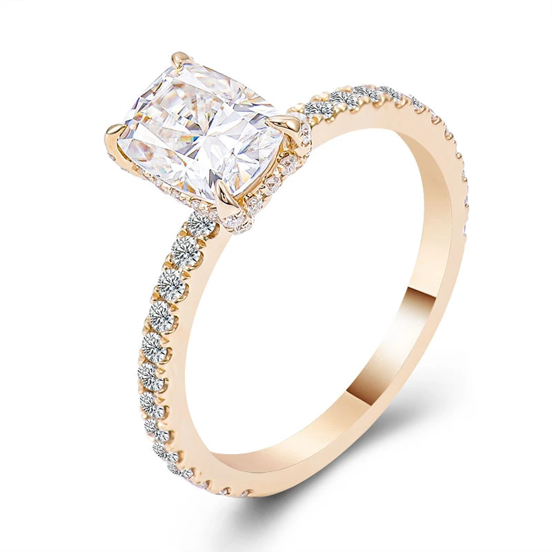 Bague de fiançailles en or 10 carats avec diamants et moissanite pour femme, bijou personnalisé en gros 1
