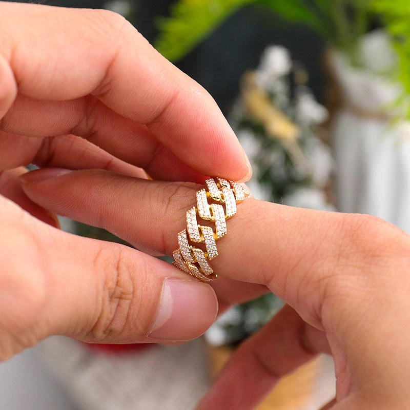 Hot Sale Wedding Ring Moissanite Custom Ring Men Cuban 10k Yellow Gold Ring 1
