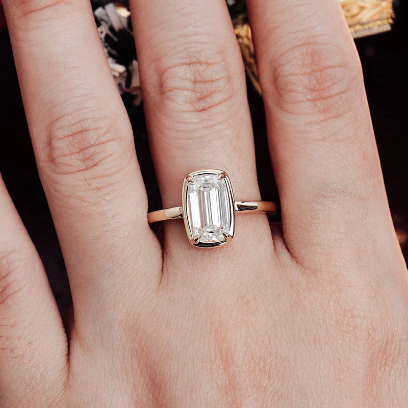 Moissanite Solitaire Ring 3CT Emerald Cut D Vvs Color Moissanite Diamond Engagement Wedding Rings Jewelry For Women Men 1