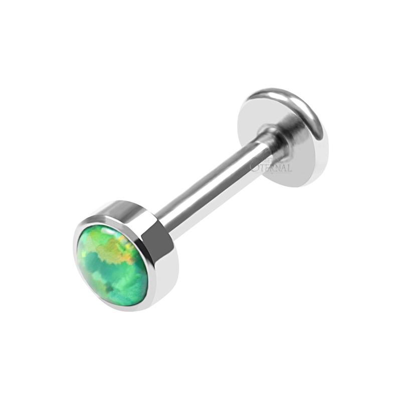 Eternal Metal Astm F136 Titanium Bezel Set Synthetic Opal Internally Threaded Labret Studs 1