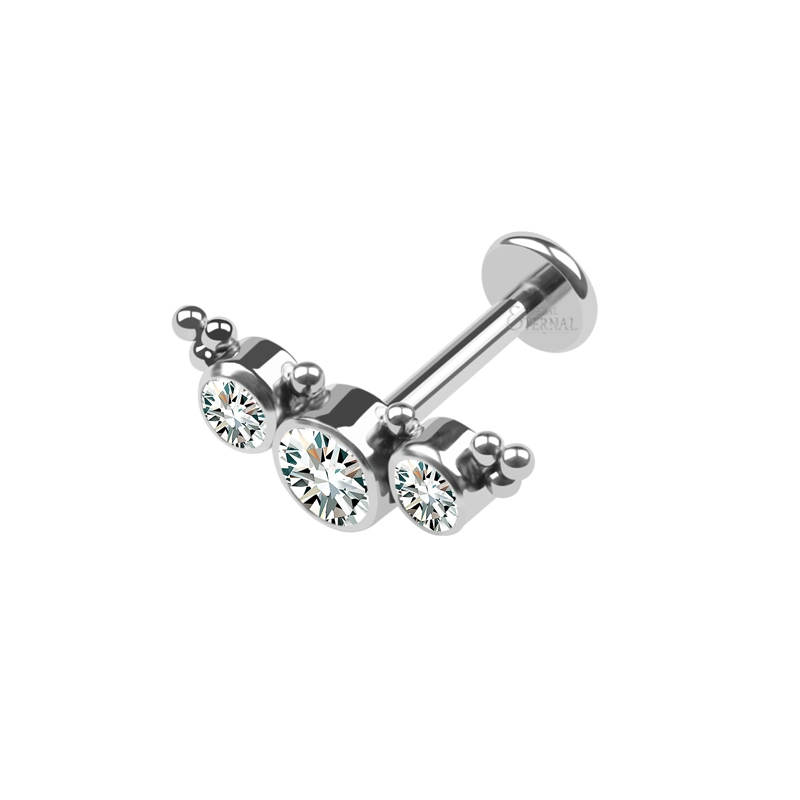 Eternal Metal Titanium Internally Threaded 3 Stones Cluster Balls Body Piercing Labret Astm F136 Piercng 1